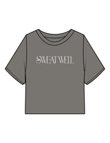The Heavyweight Crop Tee - Washed Gray - Sweat Well - Center Chest - Printed - Off White