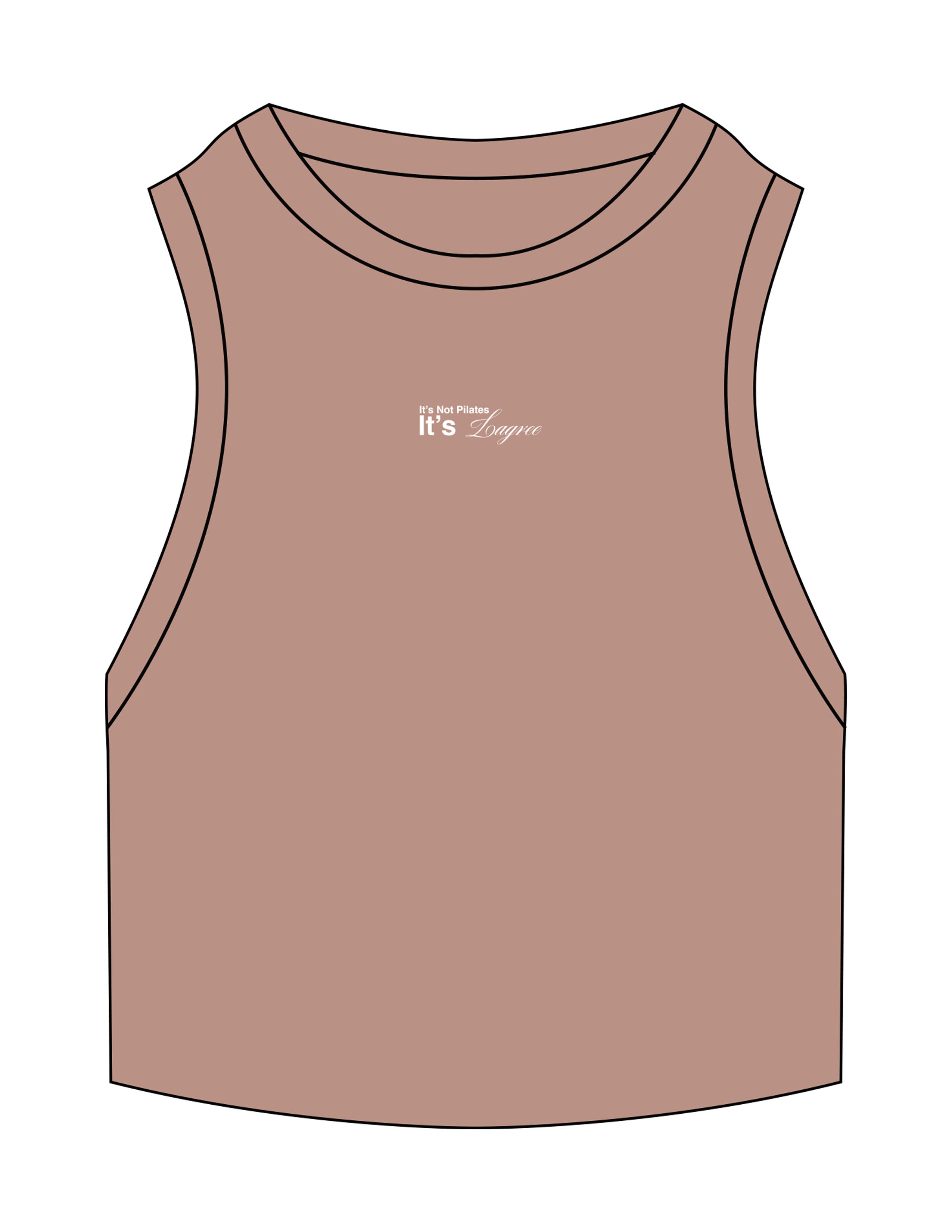 The Ribbed Crop Tank - Clay - Lagree Fit Expo It's Lagree - Center Chest - Embroidered - White