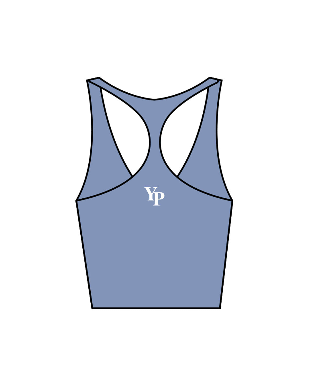 The Racer Tank - Mist - YP - Center Back "YP" - Printed - White