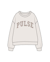 The Womens Crewneck - Bone - Pulse Lagree Fitness - Center Chest Arch & Back Center Neck - Printed - Full Color