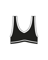 The Piped Bra - Black - Drench - Center Back Logo - Printed - White