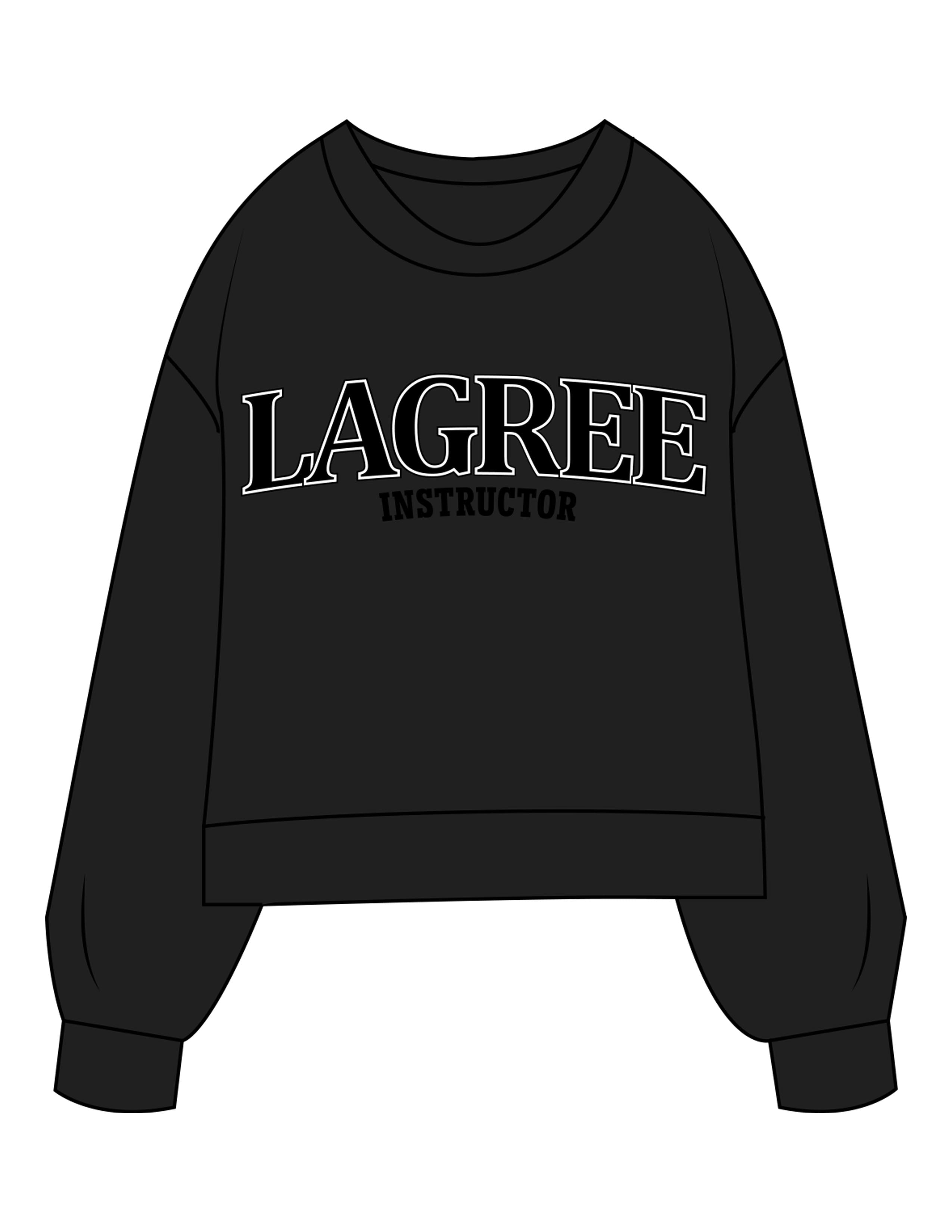 The Womens Sueded Crewneck - Black - Powerhouse Fitness - Center Chest & Back Stacked - Printed - Full Color
