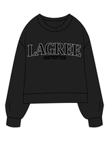 The Womens Sueded Crewneck - Black - Powerhouse Fitness - Center Chest & Back Stacked - Printed - Full Color