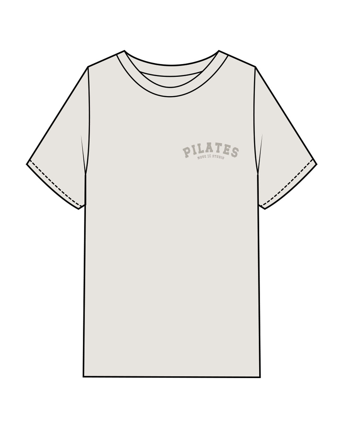 The Womens Heavyweight Tee - Washed Bone - Move Studio - Left Chest Stacked & Back Center Neckline - Printed - Tone on Tone