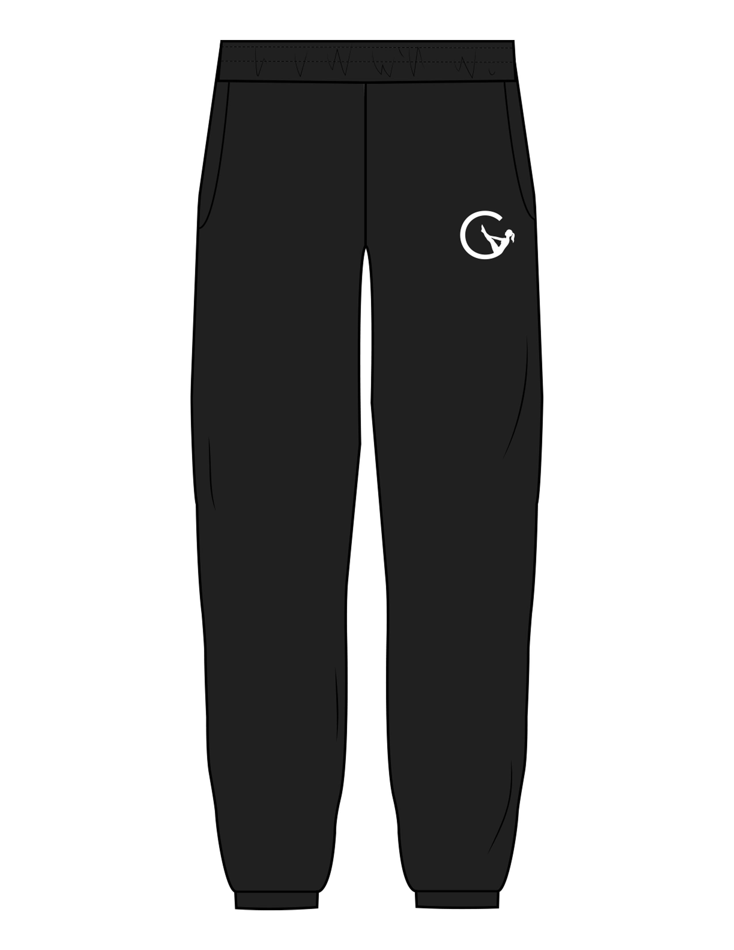 The Mens Sweatpants - Black - Movement With Chels - Left Leg - Printed - White