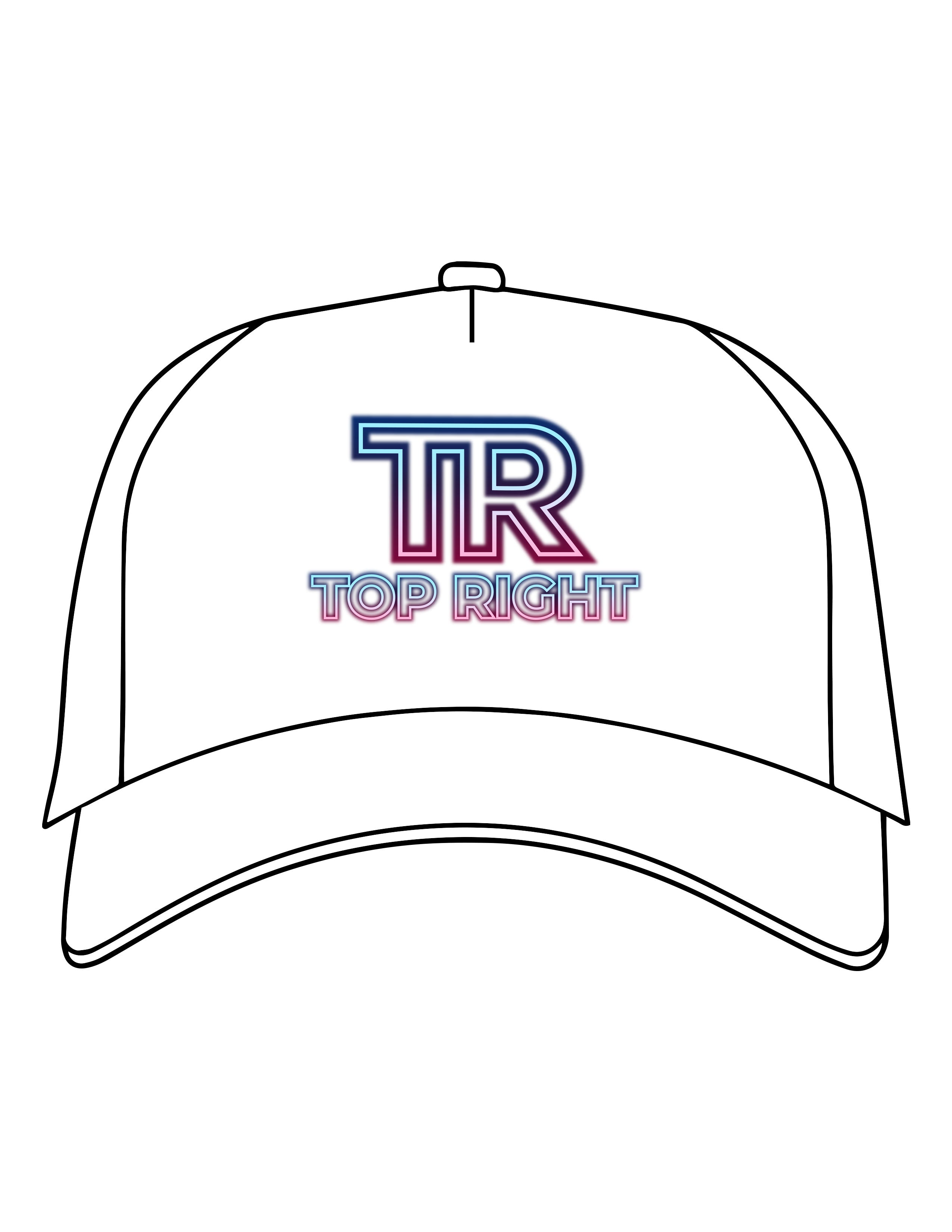 The Trucker Hat - White - Top Right Collectibles - Center Crown Stacked - Printed - Full Color