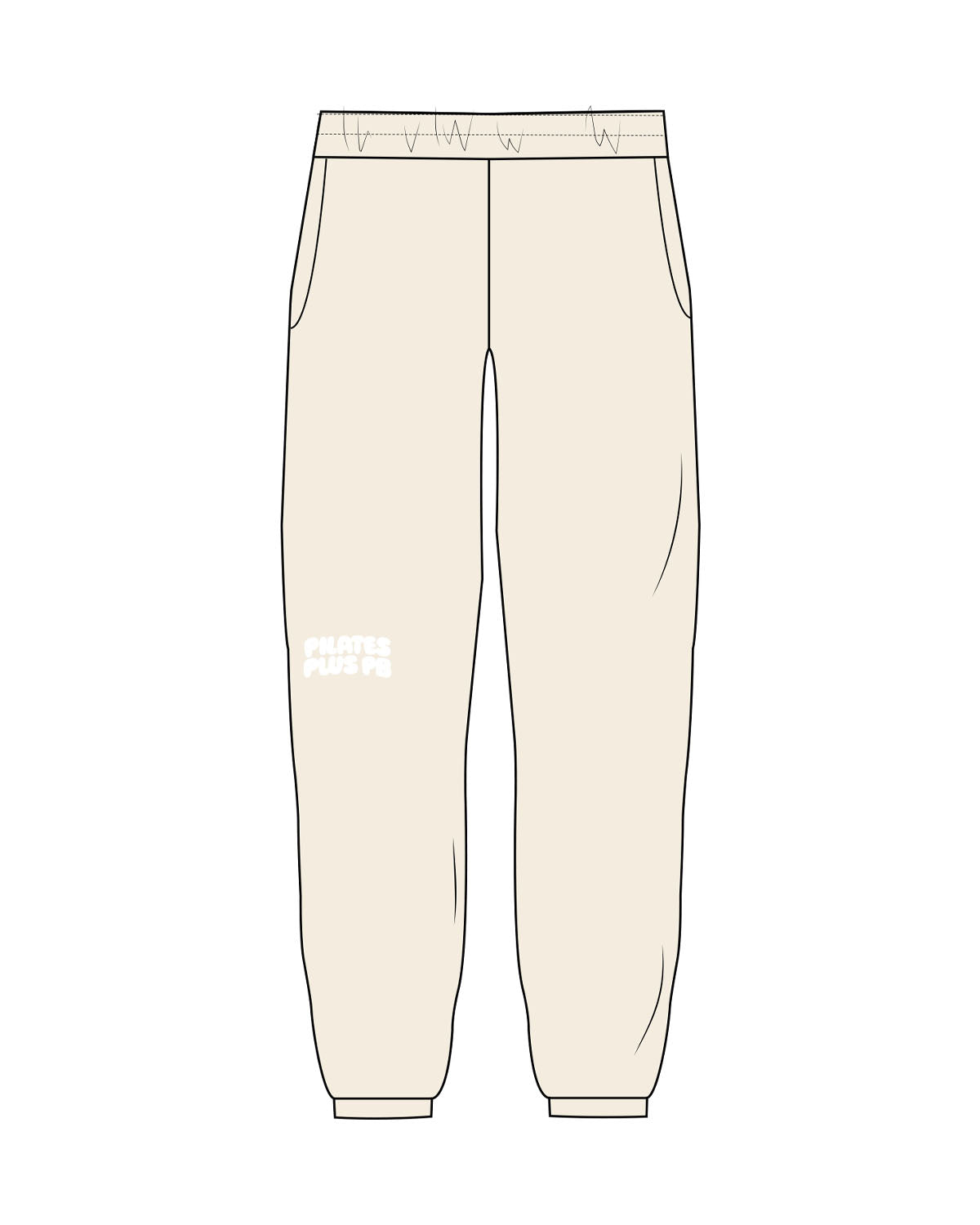 The Womens Sweatpants - Butter - Pilates Plus PB - Right Leg Stacked - Printed - Puff - White