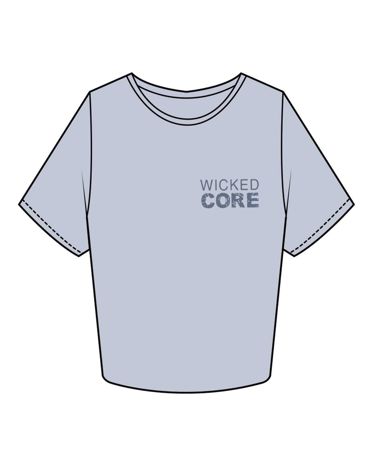 The Crop Tee - Powder - Wicked Core - Left Chest & Back Center - Printed - Tone on Tone