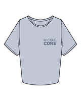 The Crop Tee - Powder - Wicked Core - Left Chest & Back Center - Printed - Tone on Tone