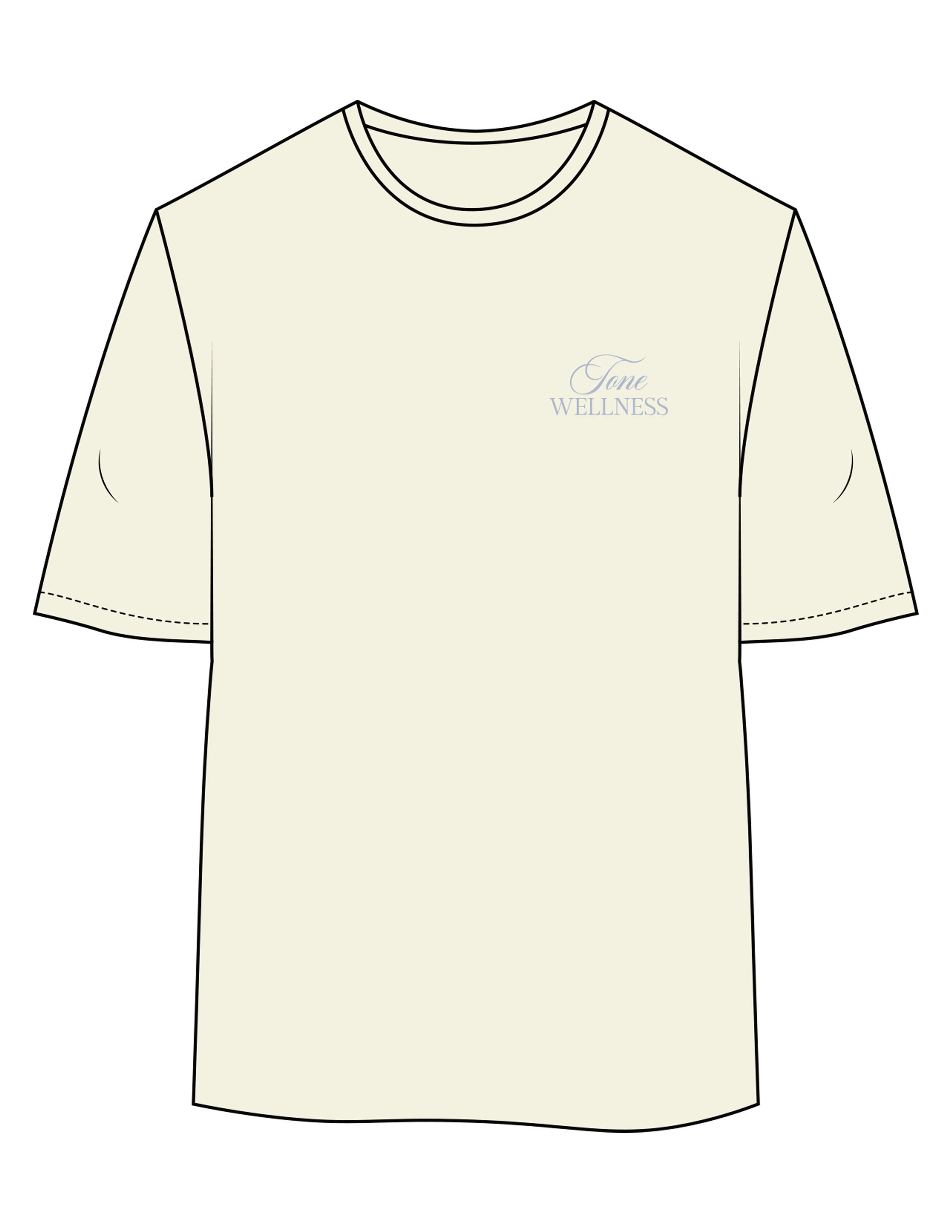 The Womens Oversized Tee - Butter - Tone Wellness Studio - Left Chest & Back Round - Printed - Powder Blue
