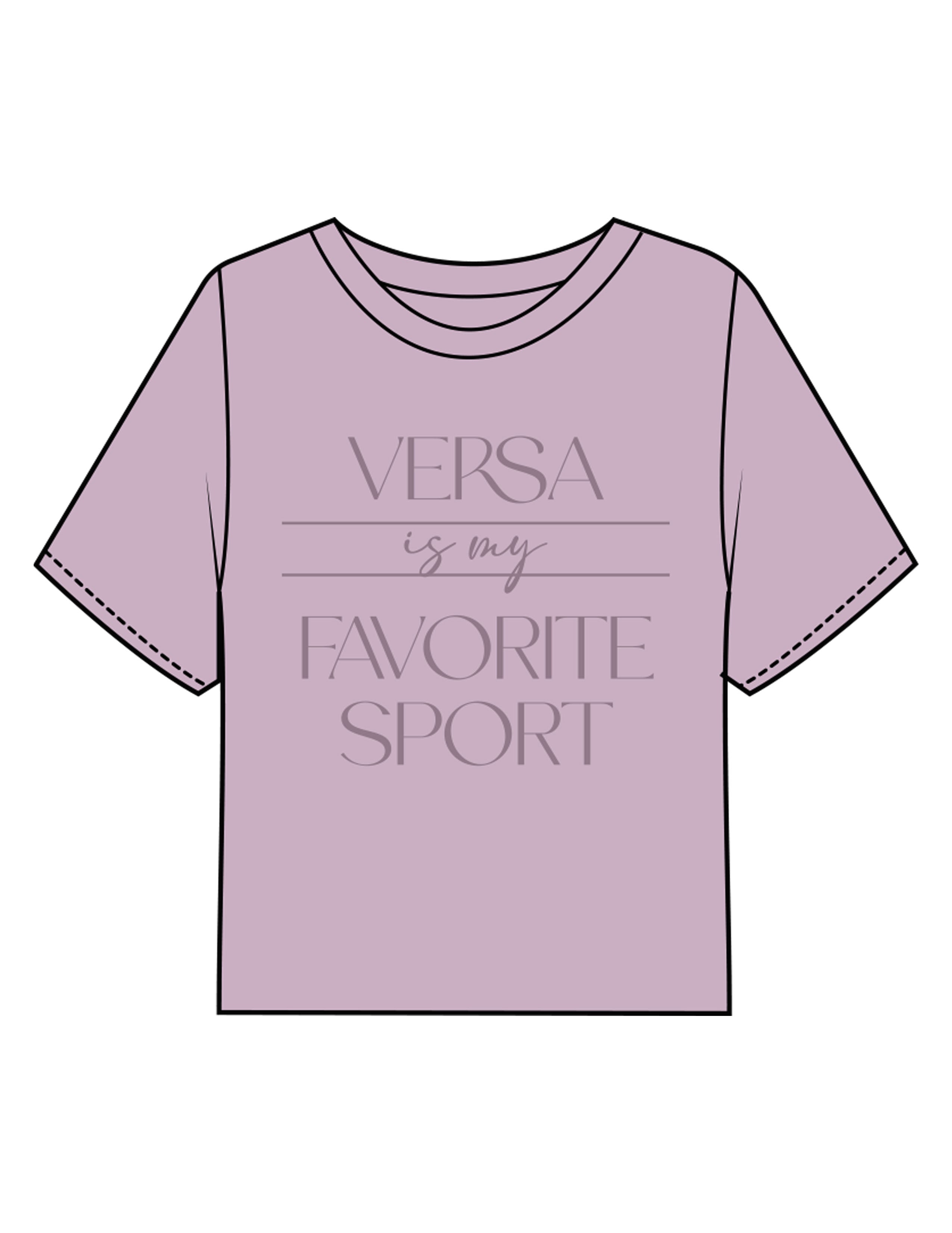 The Boxy Crop Tee - Lavender - HiLo - Chest Stacked "VERSA" & Back Neckline Round - Printed - Tone on Tone