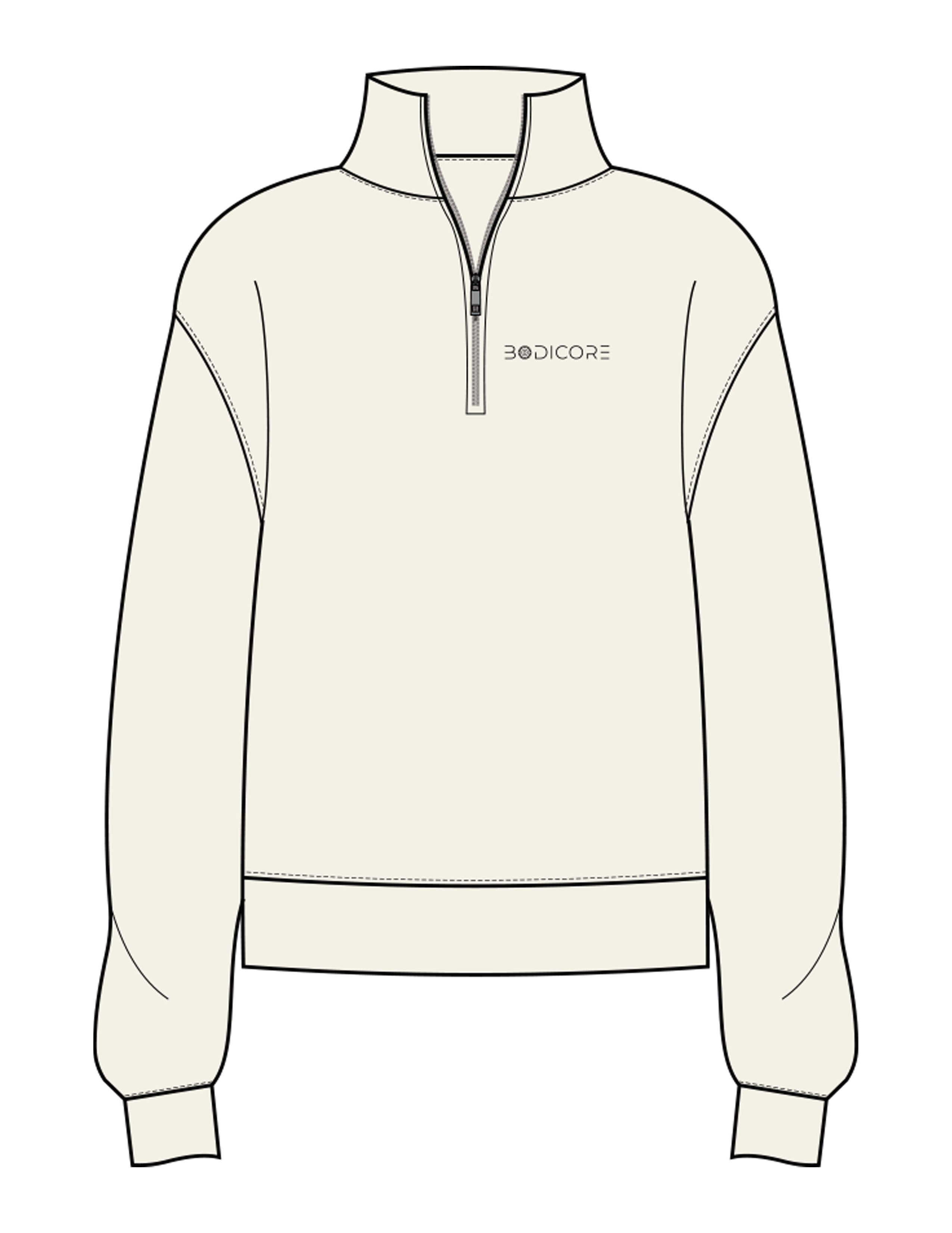 The Womens 1/4 Zip - Off White - Bodicore - Left Chest & Full Back - Printed - Full Color