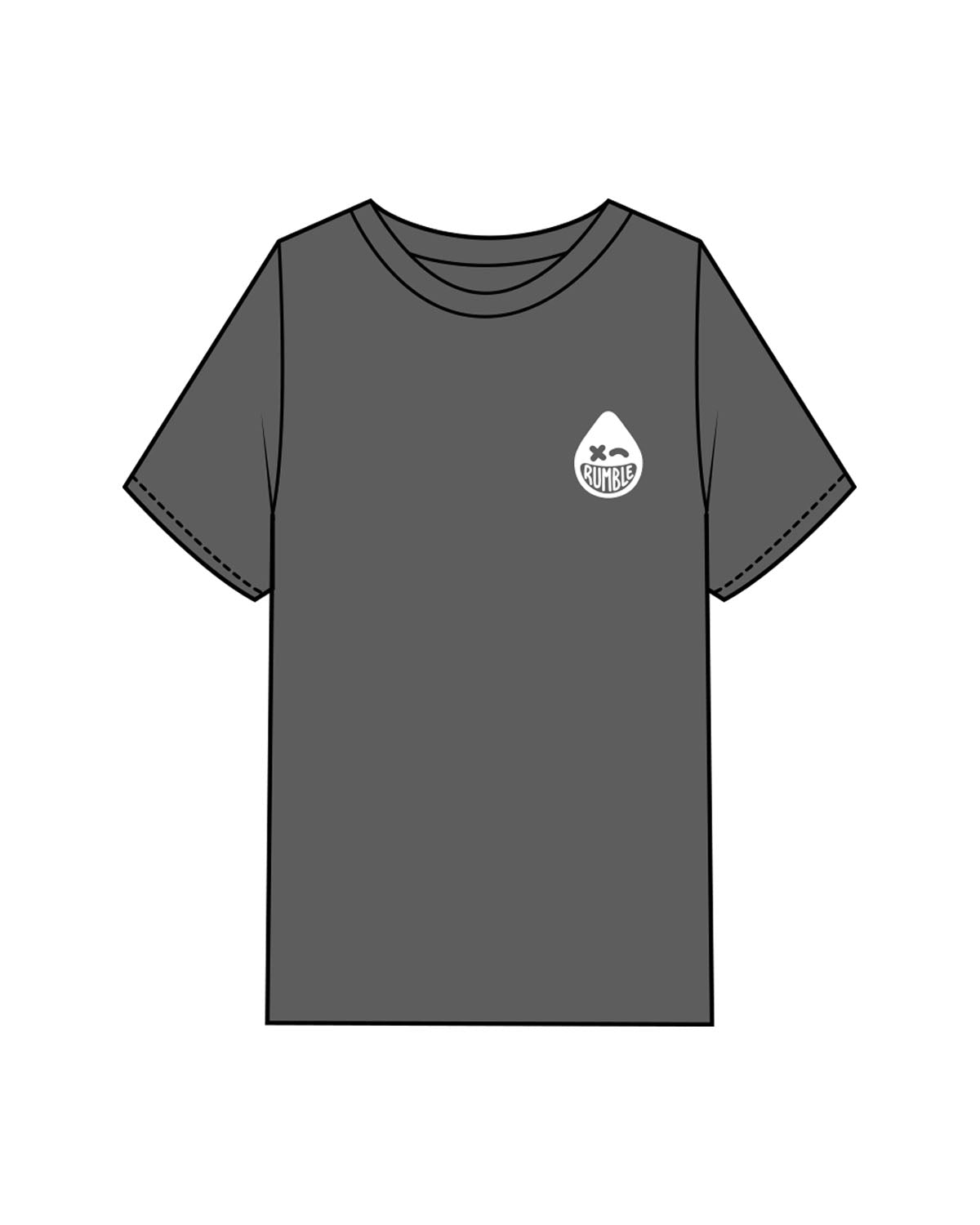 The Mens Heavyweight Tee - Coal Stone - Rumble - Left Chest & Back Stacked - Printed - White