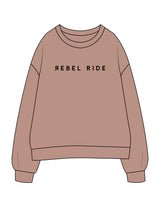 The Womens Crewneck - Clay - Rebel Ride - Center Chest - Printed - Black