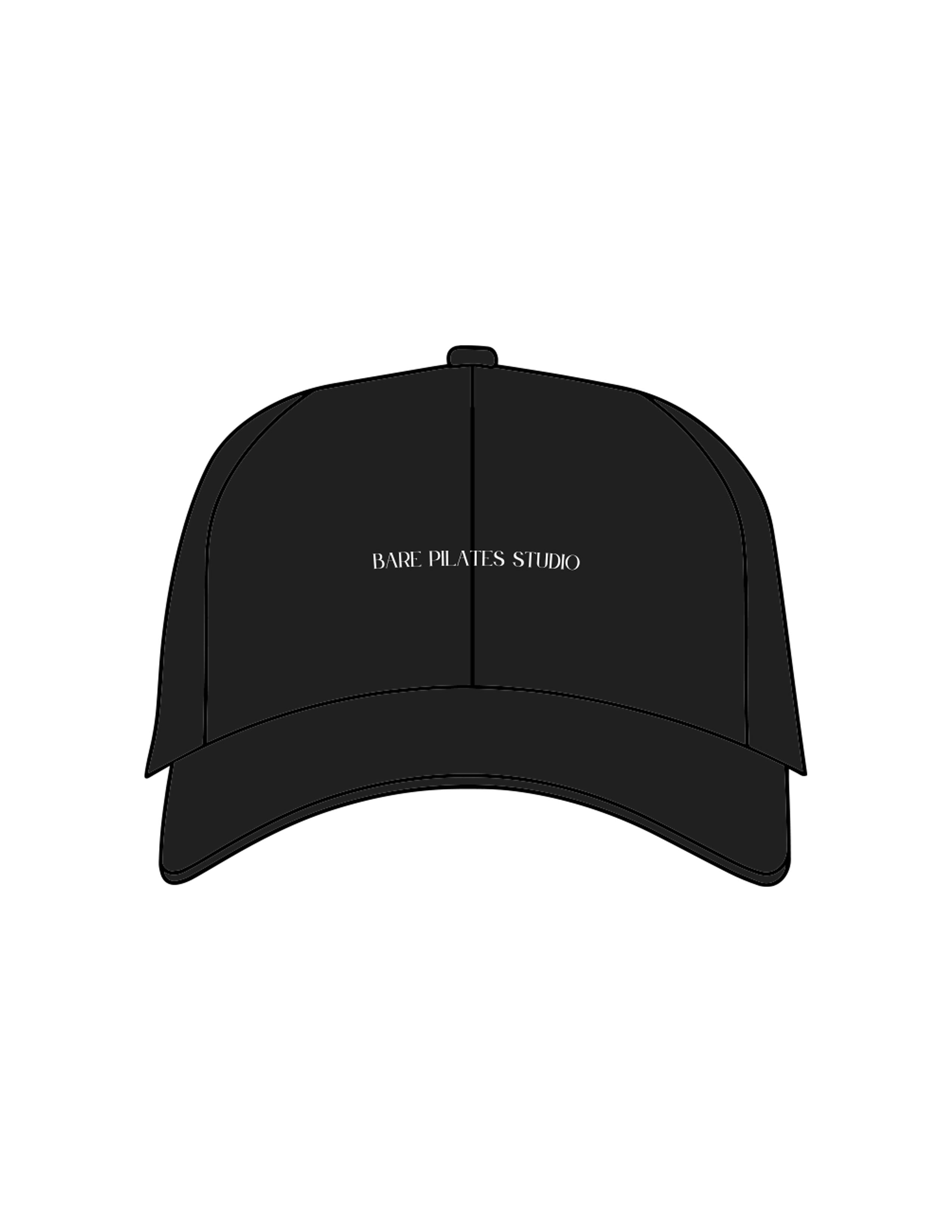 The Dad Hat - Black - Bare Pilates - Center Crown & Right Panel - Embroidered - White