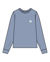 The Unisex Midweight Long Sleeve - Denim Blue - Sunrise Sculpt - Left Chest & Back Stacked - Printed - Full Color