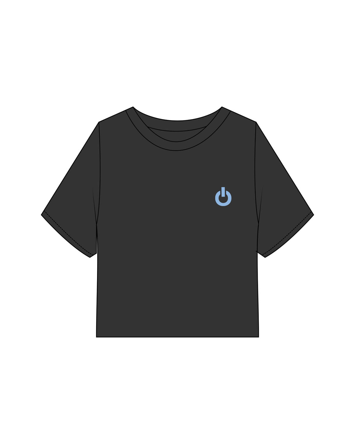 The Heavyweight Crop Tee - Washed Black - Powerhouse Fitness - Left Chest & Center Back Stacked - Printed - Blue