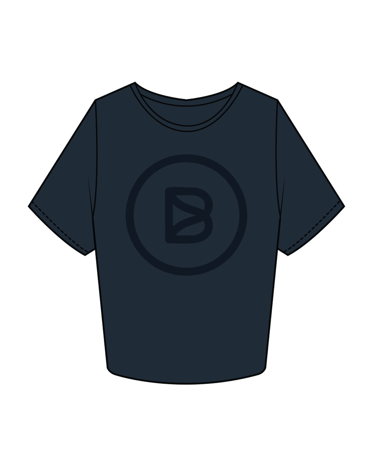 The Crop Tee - Navy - Bond Fitness - Center Chest Round & Back Neckline - Printed - Tone on Tone