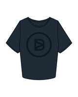The Crop Tee - Navy - Bond Fitness - Center Chest Round & Back Neckline - Printed - Tone on Tone