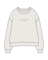 The Mens Heavyweight Crewneck - Bone - New Mom School - Center Chest Stacked - Printed - Tone on Tone