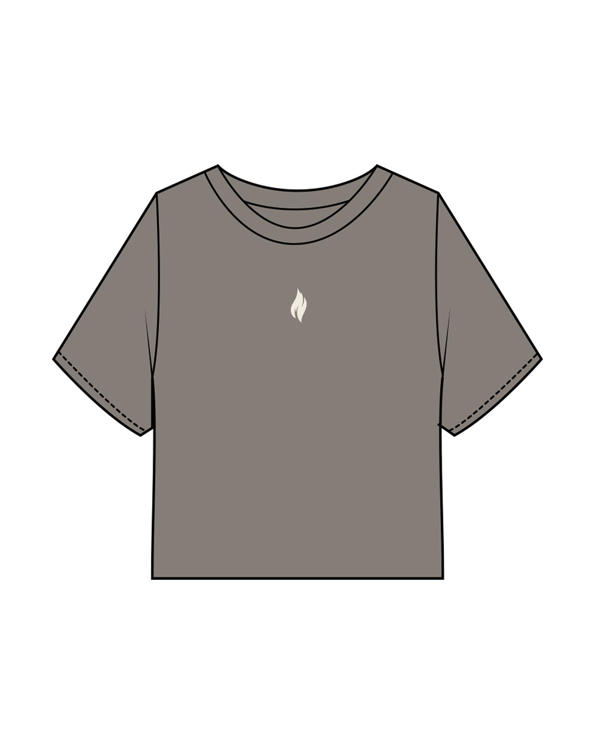 The Heavyweight Crop Tee - Washed Gray - The Burn Society - Center Chest & Back Spine - Printed - Off White