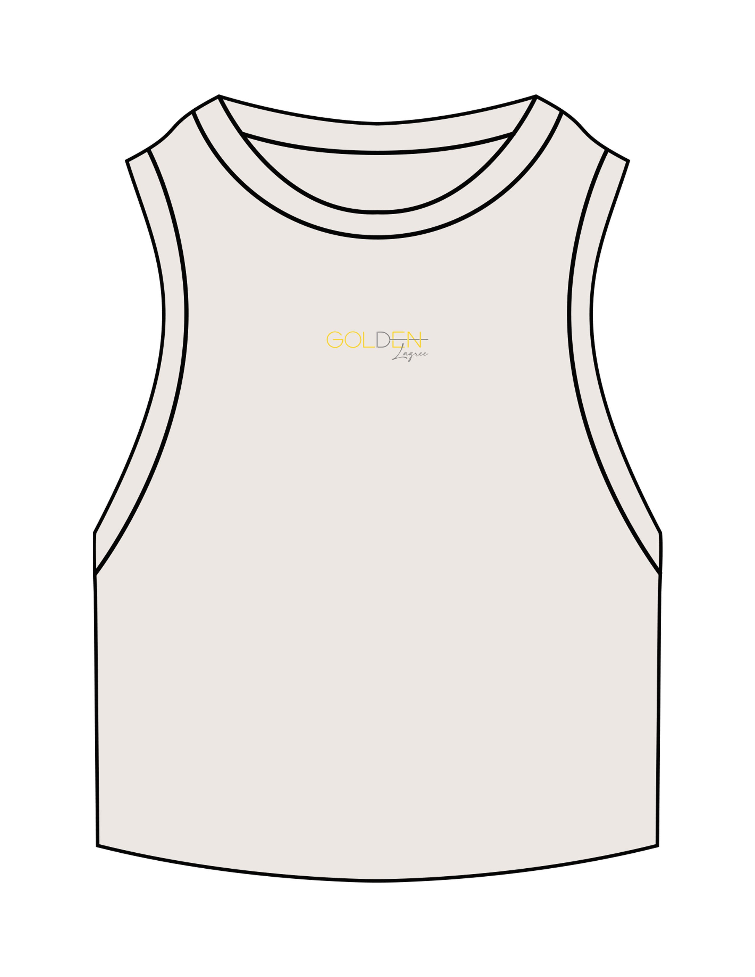 The Ribbed Crop Tank - Bone - Golden Lagree - Center Chest - Embroidered - Full Color