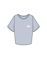 The Crop Tee - Powder - Rise Lagree - Left Chest & Back Logo - White