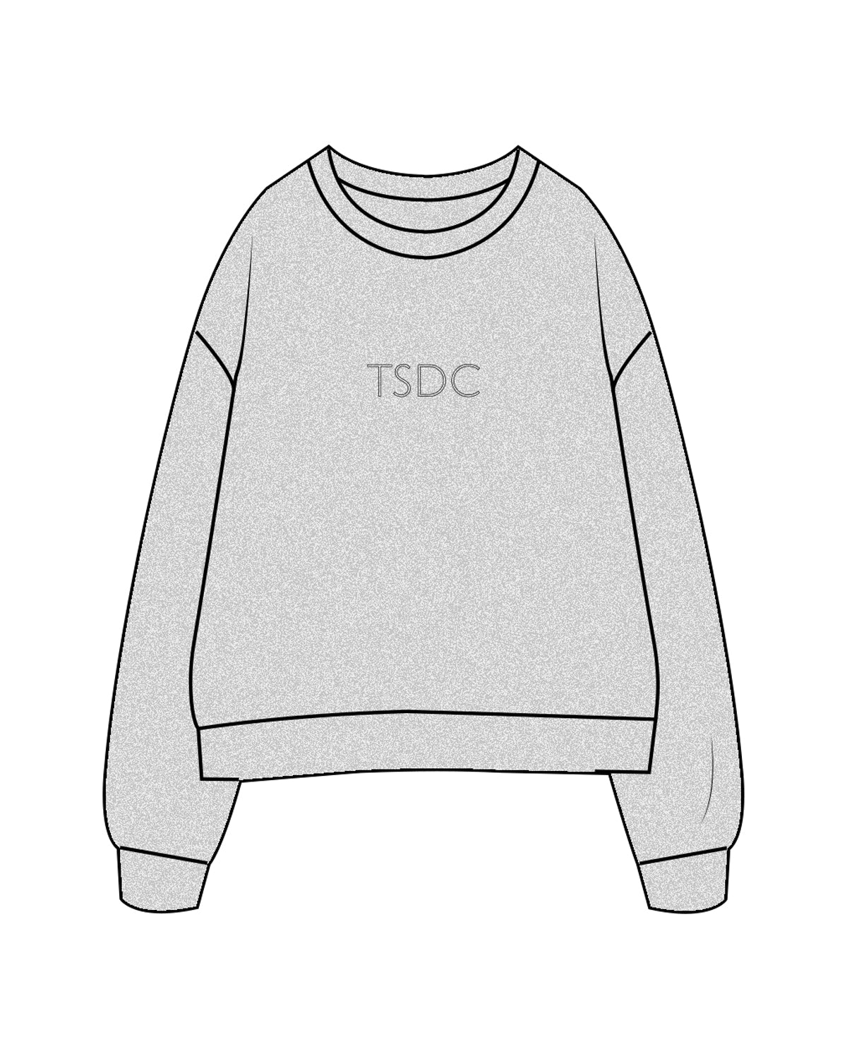 The Womens Crewneck - Heather - TSDC - Center Chest & Back Stacked - Black