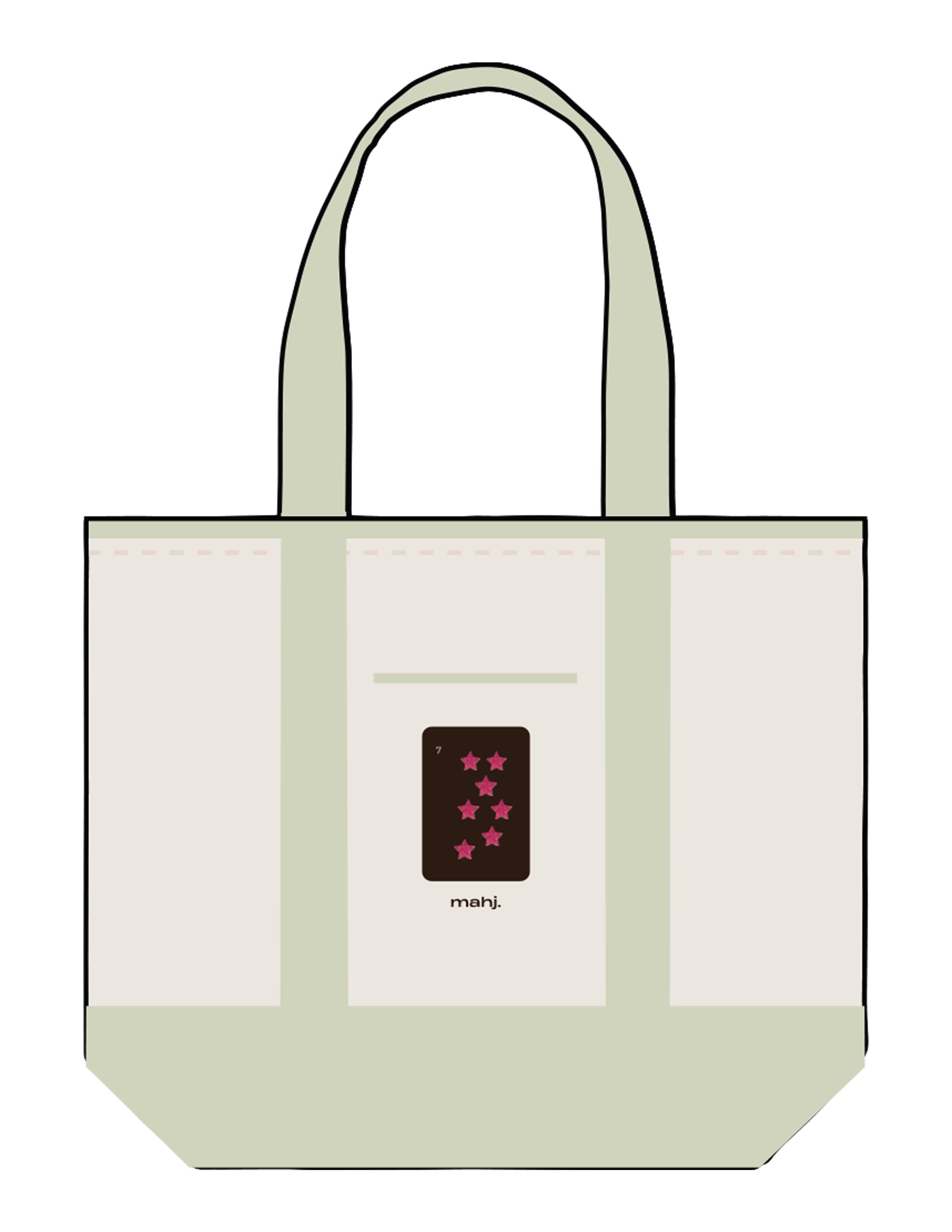The Contrast Tote Bag - Natural / Lime - Barnes. The Label - Center Body Stars - Printed - Full Color