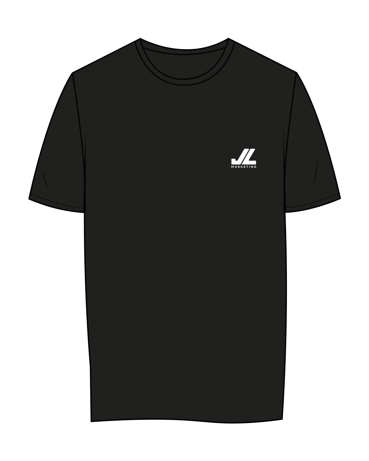 The Womens Tee - Black - JL Marketing - Left Chest - Printed - White