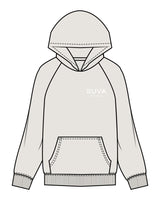 The Womens Hoodie - Washed Bone - SUVA - Left Chest Stacked & Back Stacked - Printed - White