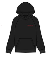 The Womens Hoodie - Black - Renew - Left Chest Stacked & Back Center Stacked - Red