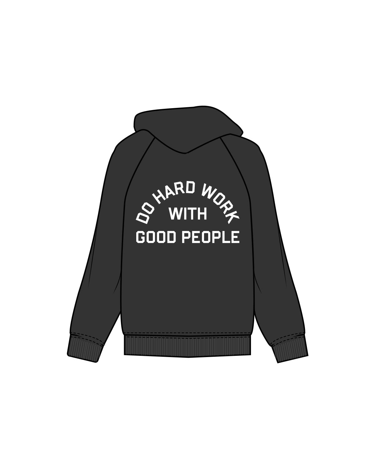 The Mens Hoodie - Washed Black - Hustl Athletic - Center Chest & Back Stacked - Printed - White
