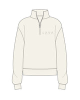 The Womens 1/4 Zip - Off White - Lava - Left Chest - Tone on Tone