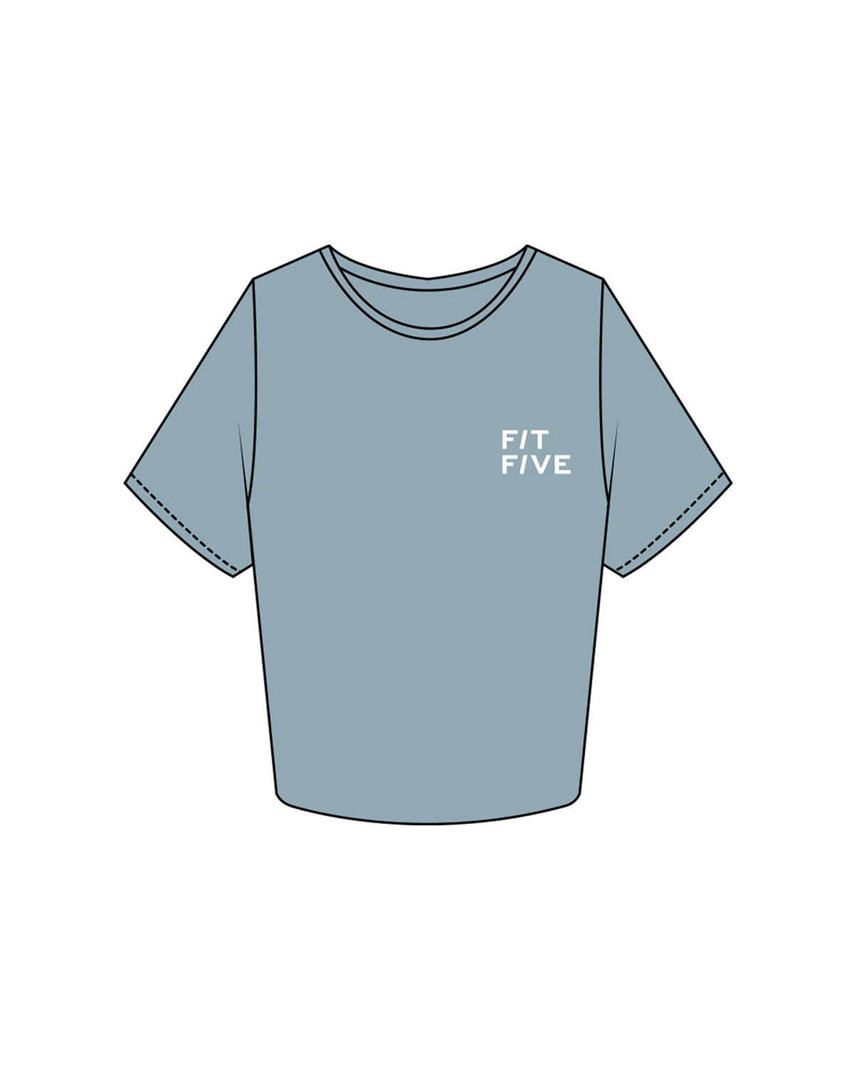 The Crop Tee - Mineral - Fit 5 - Left Chest & Back Round - Printed - White