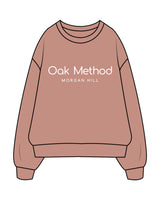 The Womens Crewneck - Clay - The Oak Method - Center Chest Stacked & Back Neckline - Printed - White