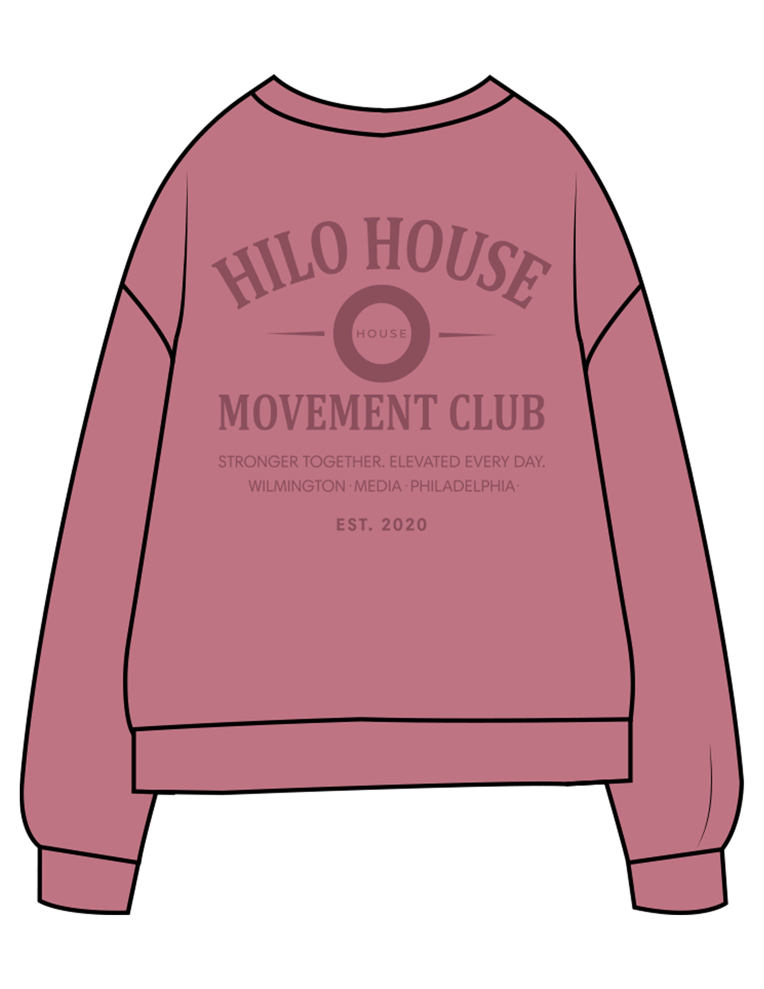 The Midweight Unisex Crewneck - Washed Maroon - HiLo - Center Chest & Back Stacked - Printed - Tone on Tone
