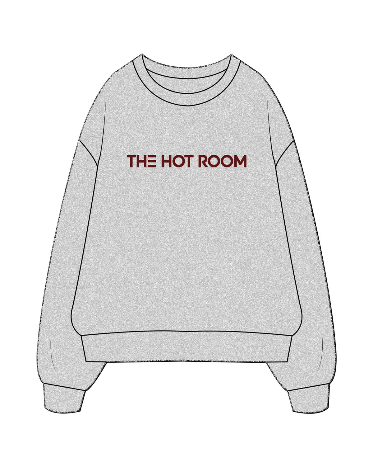 The Mens Crewneck - Heather - The Hot Room - Center Chest - Printed - Burgandy