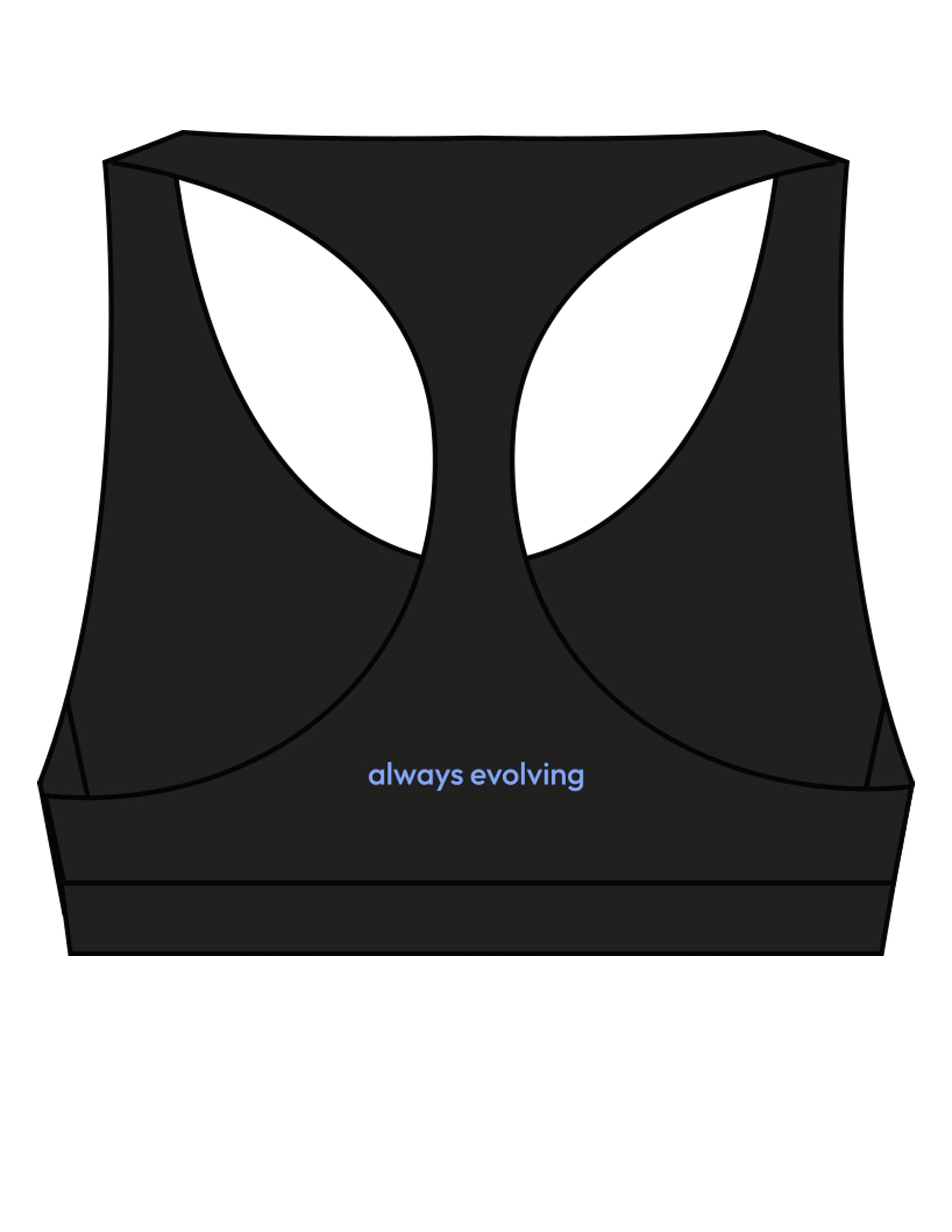 The Racer Bra - Black - Drench - Center Chest & Center Back - Printed - Periwinkle
