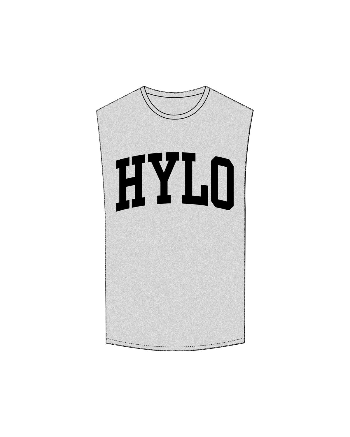 The Muscle Tank - Heather - Hylo Fitness - Front Chest - Printed - Black