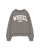 The Womens Crewneck - Washed Gray - Wheel House NY - Left Chest & Back Stacked - Printed - White