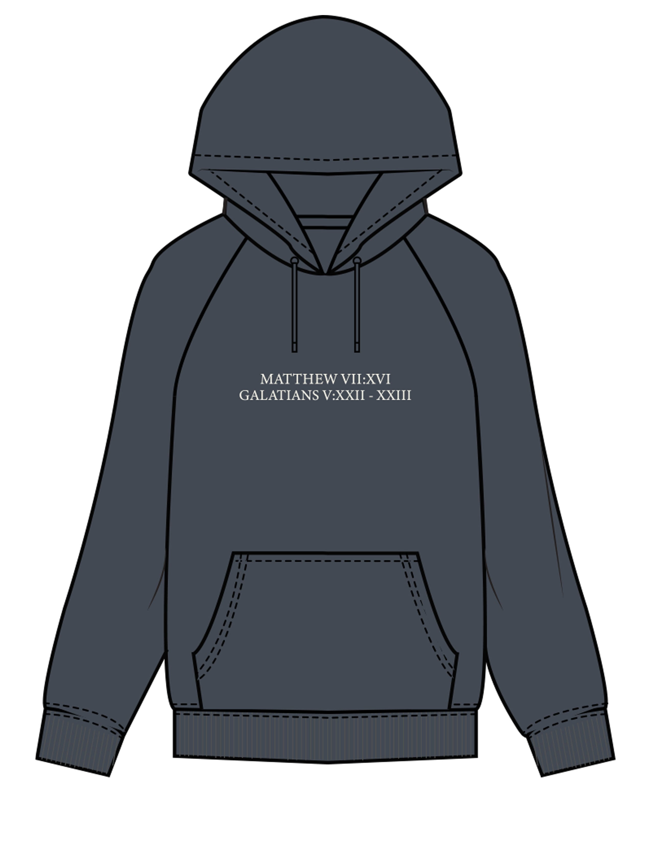The Mens Classic Hoodie - Petrol - Fed By The Fruit - Chest Stacked & Back Stacked - Printed - Off White