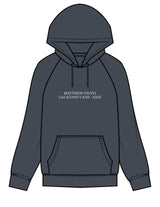 The Mens Classic Hoodie - Petrol - Fed By The Fruit - Chest Stacked & Back Stacked - Printed - Off White
