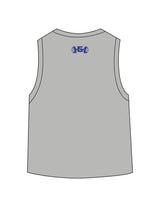 The Daily Crop Tank - Heather Gray - Gladden Gains - Center Chest & Upper Back - Printed - Blue
