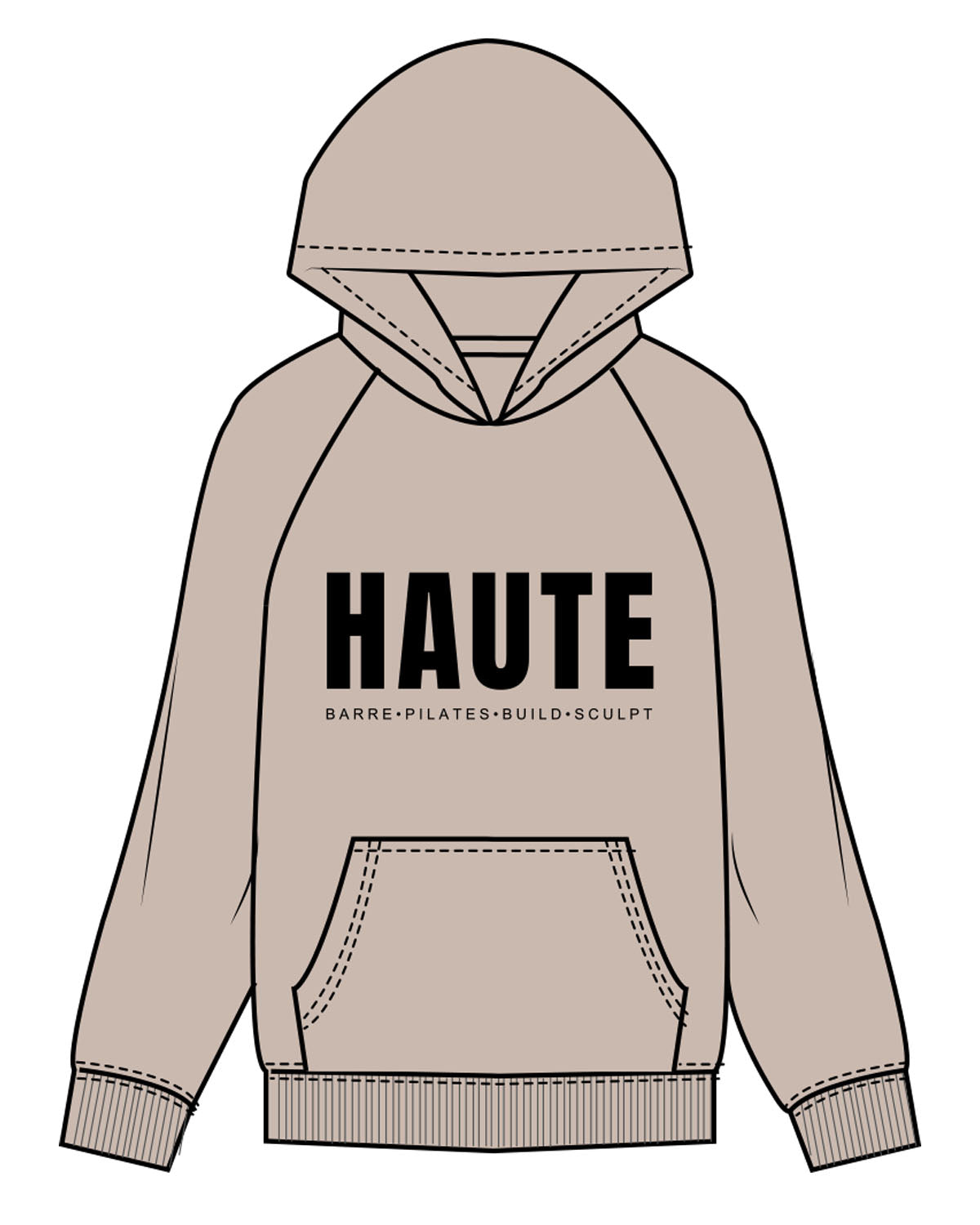 The Mens Hoodie - Bone - Haute Barre - Center Chest & Back Stacked - Black
