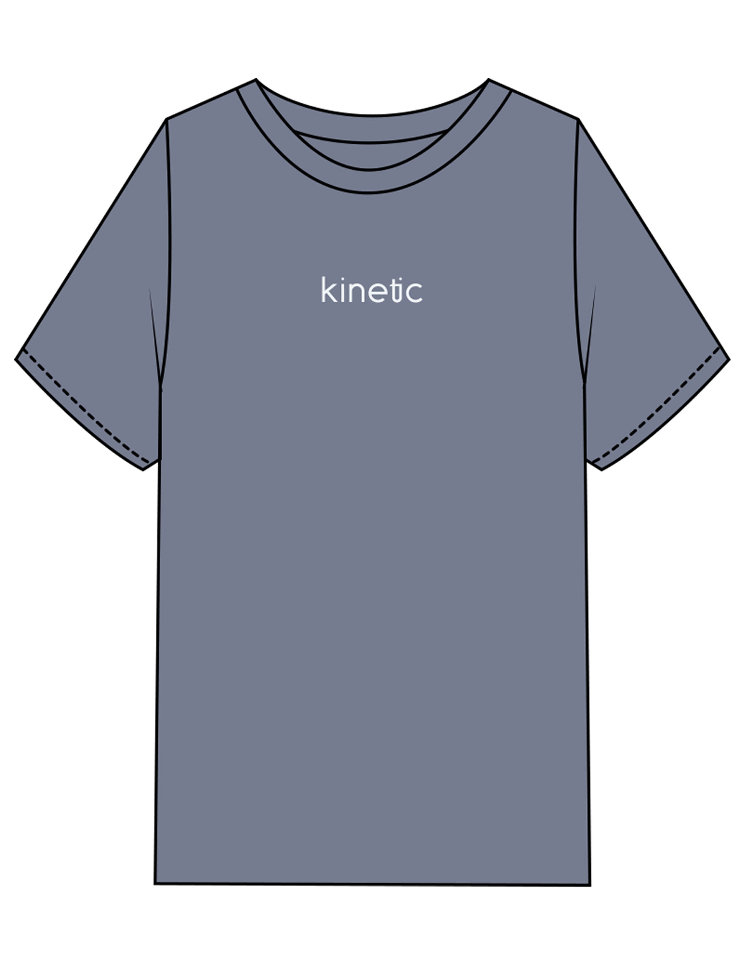 The Mens Heavyweight Tee - Washed Indigo - Kinetic Pilates - Center Chest - Embroidered - Oatmilk