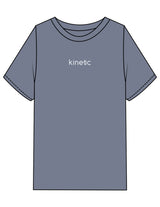 The Mens Heavyweight Tee - Washed Indigo - Kinetic Pilates - Center Chest - Embroidered - Oatmilk