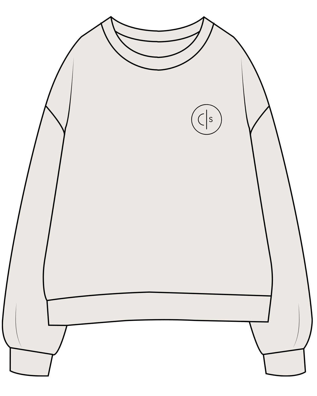 The Mens Crewneck - Bone - Collective Studios - Left Chest - Icon - Black
