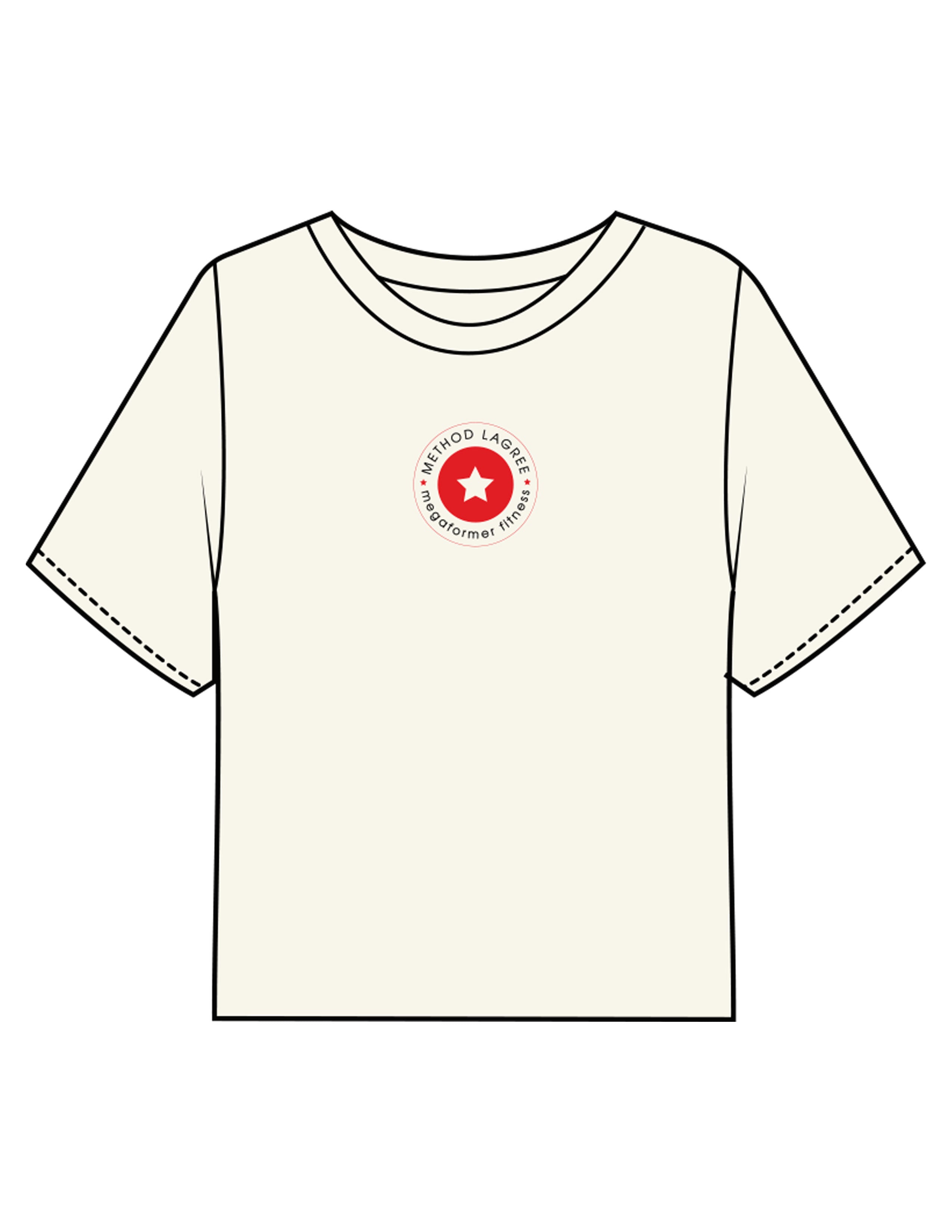 The Boxy Crop Tee - Off White - Method Lagree - Center Chest Round - No BG - Center Back - Printed - Full Color