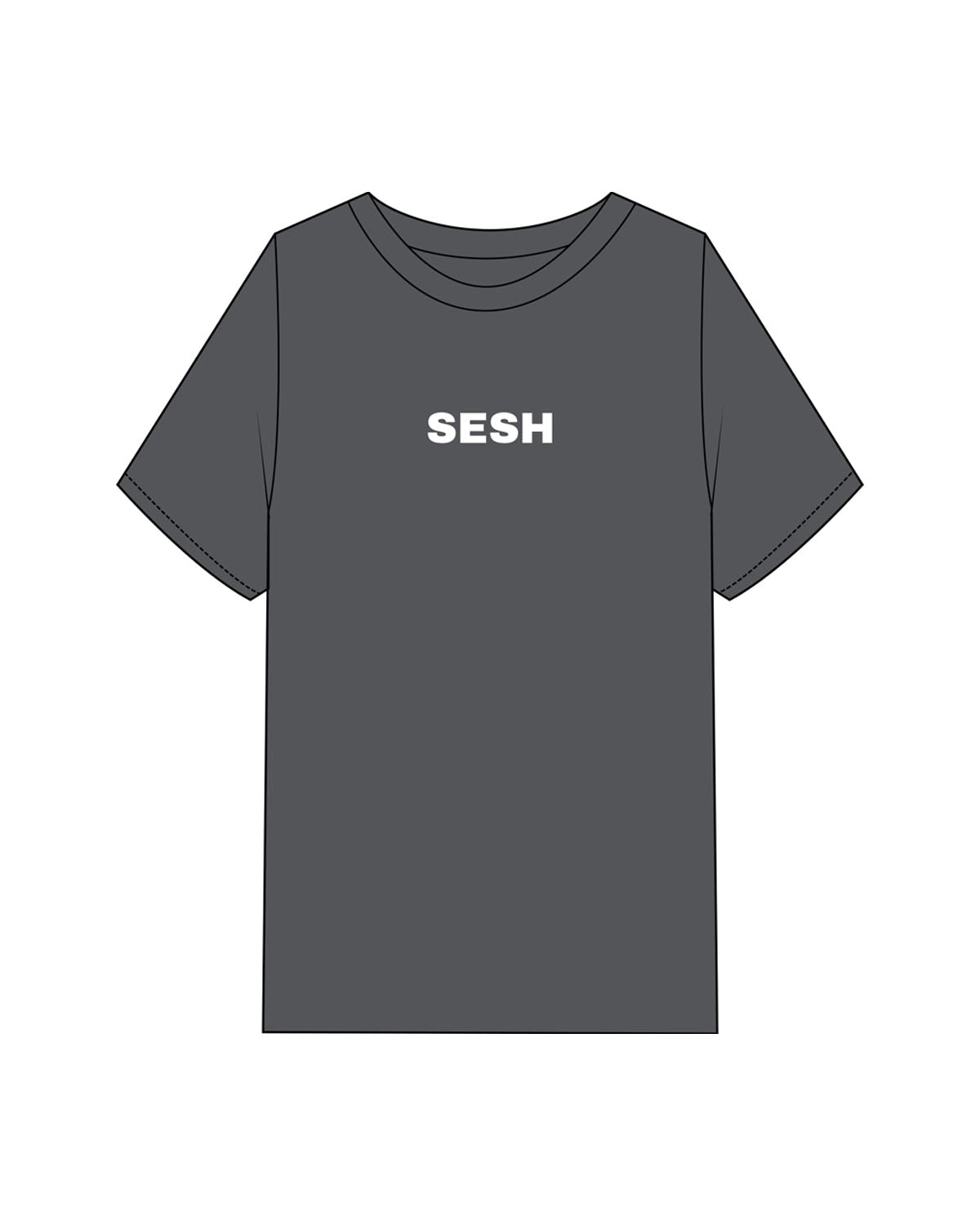 The Mens Heavyweight Tee - Coal Stone - Sesh Studio - Center Chest & Center Back Logo - Printed - White